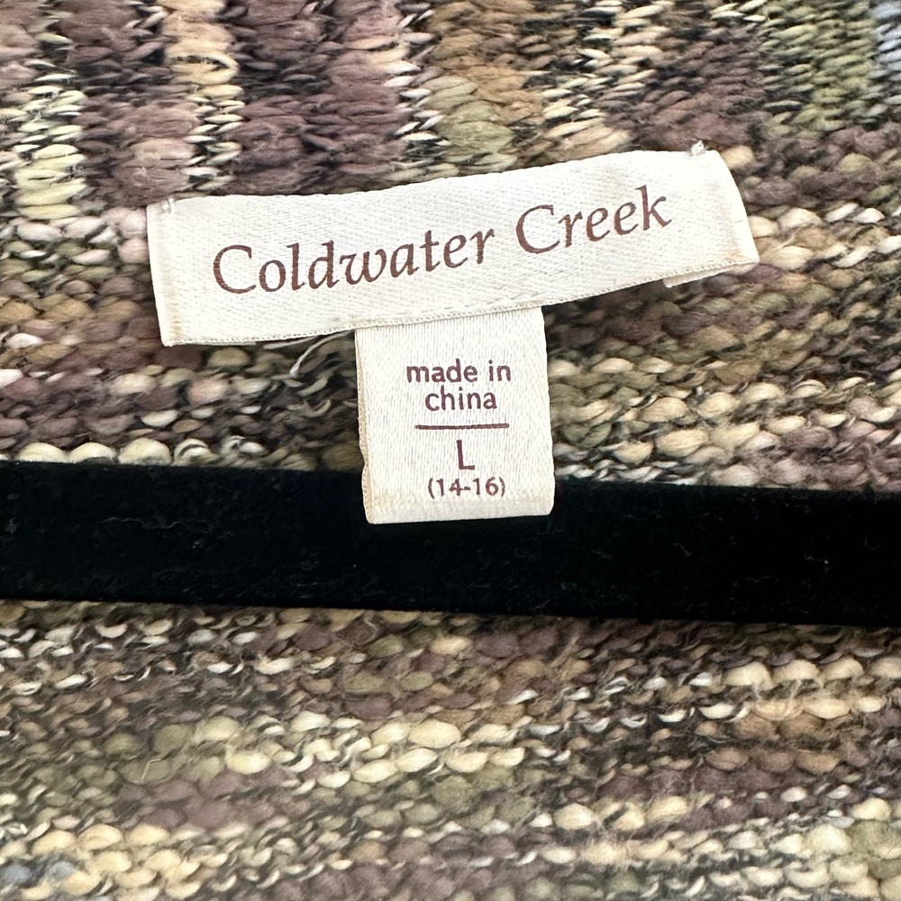 Coldwater Creek Knit Cardigan Sweater with Floral Appliqué in women’s Large - Picture 3 of 9